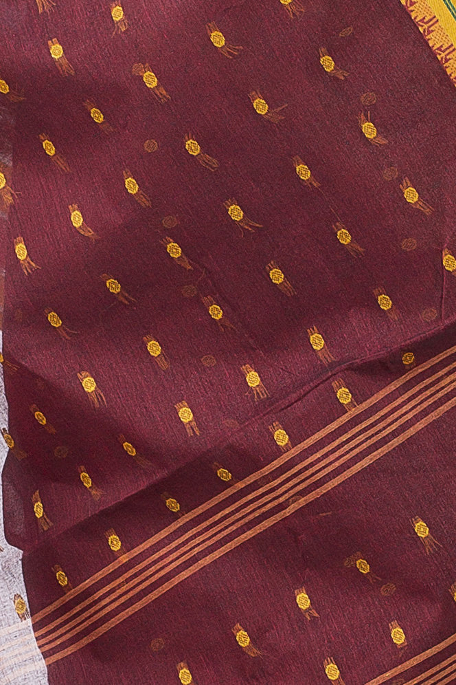 Beige Pure Cotton Alpona Tant Saree (190)